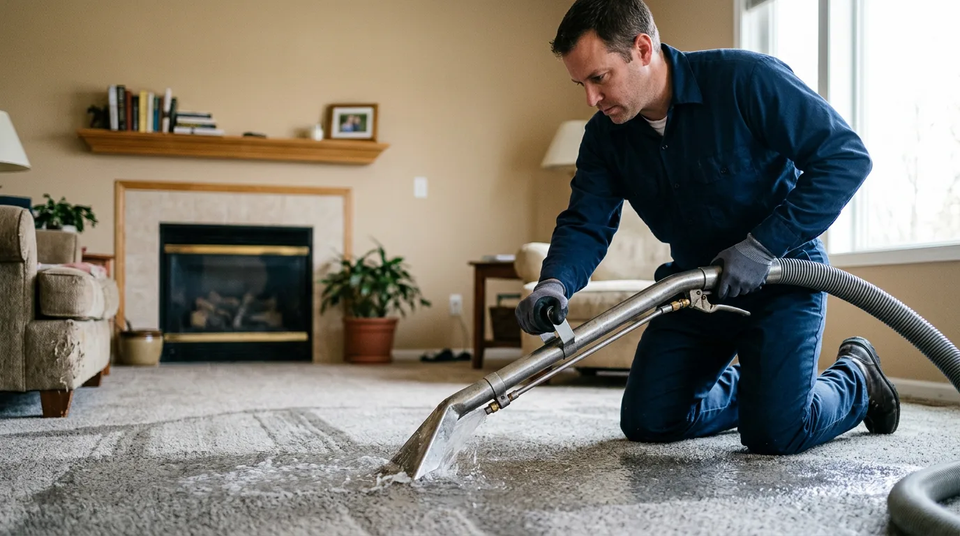 Water damage restoration technician working near Taft, CA